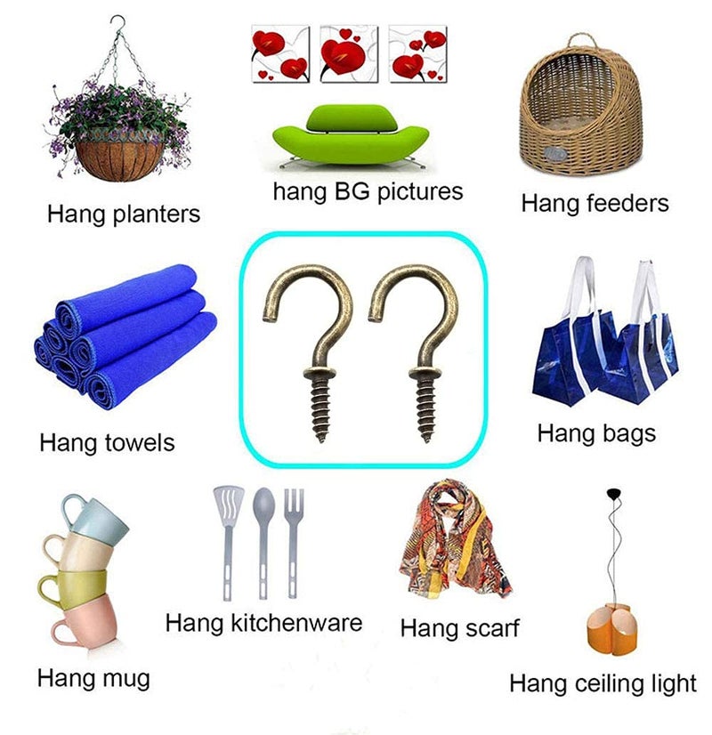 IDEALSV Small Bronze Ceiling Hooks - 5/8'' Screw-in Lights & Jewelry Hooks (40 Pack) - Image 5